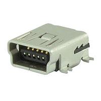 Same Sky (formerly CUI Devices) UJ2-MBH-1-SMT-TR Mini USB Type B Connectors USB 2.0 mini B jack 5 pin Horizontal SMT