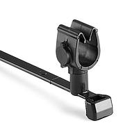 HellermannTyton 156-02252 Standard Cable Ties MOC Clip, 8 mm Transverse, Assembled to T50SVC Swivel Tie, PA66HIRHSUV, Black, 1000/ctn