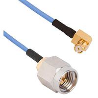 Amphenol SV Microwave FRSMP-047-MSSMA-120 RF Cable Assemblies SMP R/A F  SMA Straight M 12"Cable