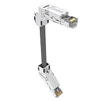 Amphenol Commercial Products DRPC215001340 Cat 6a Cable, Cat6A, Industrial RJ45, 45 deg bottom exit to 45 deg top exit, 26AWG, 0.5m, 50u gold