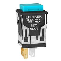 NKK Switches LB15SKG01-G Pushbutton Switches ON-(ON) SQUARE BLUE CAP